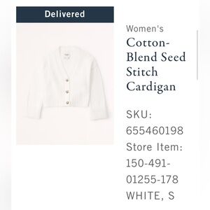 Abercrombie & Fitch Cotton-Blend Seed Stitch Cardigan, Size S